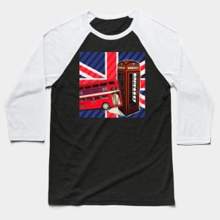 1980s dark academia union jack london bus vintage red telephone booth Baseball T-Shirt